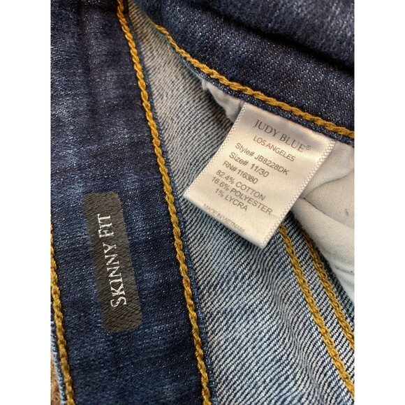 Judy Blue Skinny Fit Jeans Womens 11/30 Distressed Stretch Whiskered Y2K Denim - Picture 8 of 9